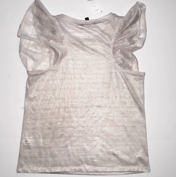 Banana Republic Cotton Linen Mix Gold Metallic Flutter Sleeve Blouse Top Small - Picture 4 of 8